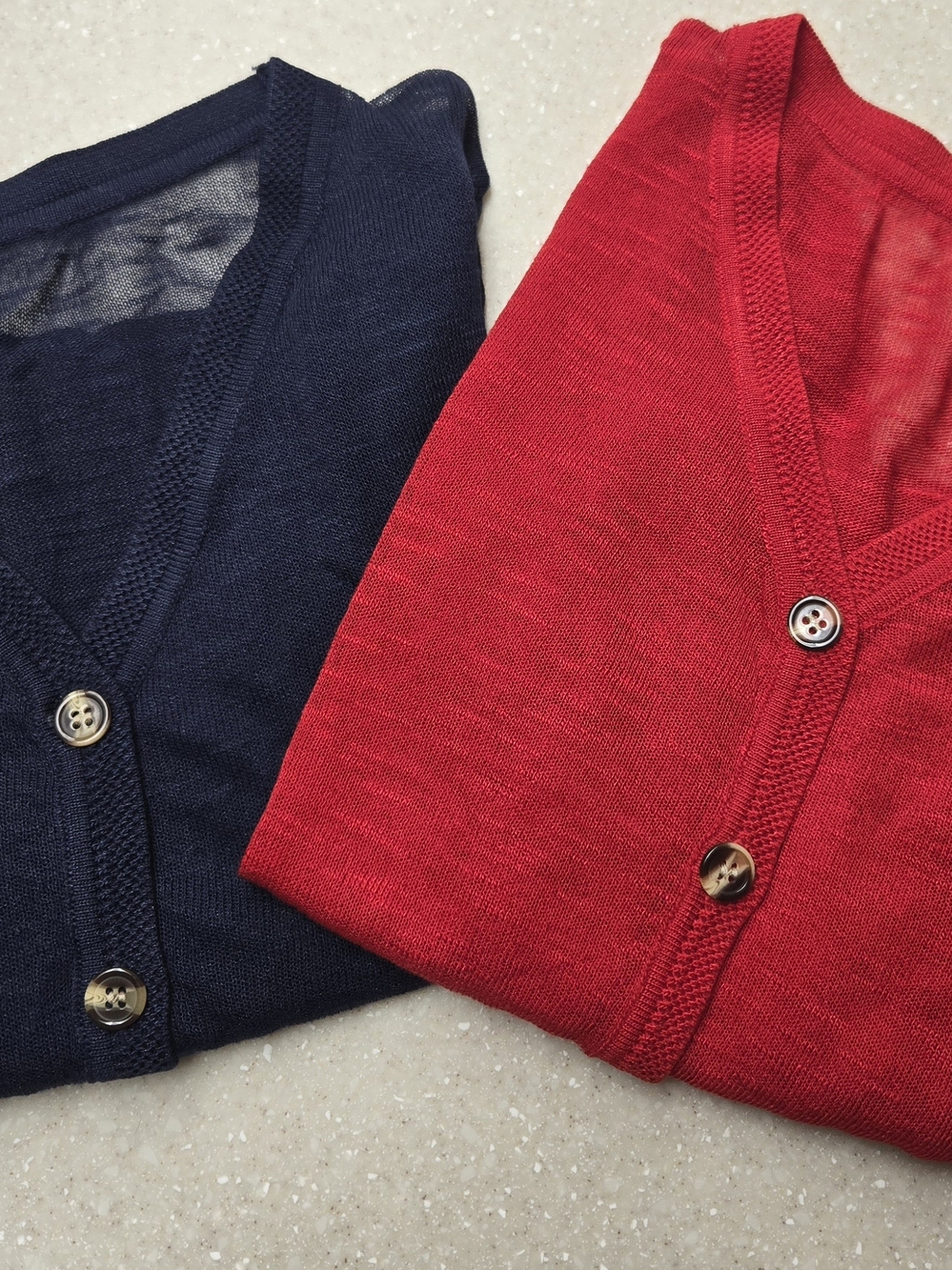 SHEIN V-Neck Button Cardigans in Red and Navy-Small